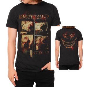 Disturbed Asylum Logo nu metal rock Original 2010 Official T-Shirt XXL 2XL NWT